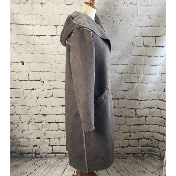 The Republic Faux Suede Hooded‎ Mid Length Coat Lilac Purple Size Medium - Picture 4 of 10